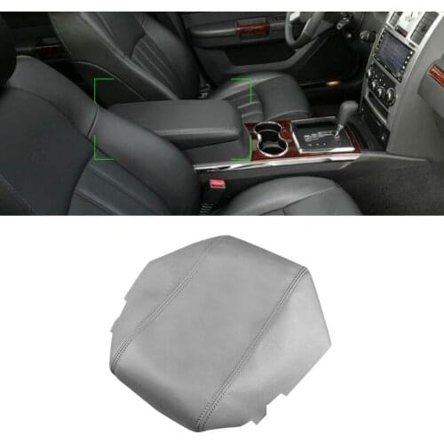 For Chrysler 300 2008 2009 2010 Microfiber Leather Car Interior Center Console Lid Armrest Box Protection Cover Trim Gray