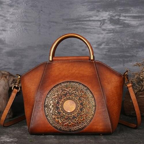Chinese Style Genuine Leather Women Handbags Handmade Female Shoulder Bag Luxury Womens Bag Ladies Bags Designer Bolsos Mujer