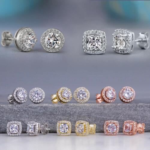 BUDROVKY Fashion Geometric Women Stud Earrings Cubic Zirconia Wedding Party Daily Wearable Fashion Jewelry Hot Dropshipping
