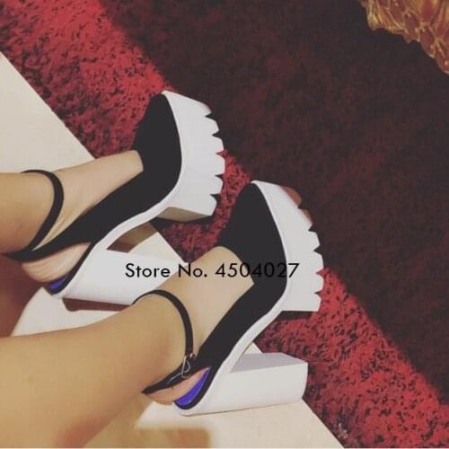 Summer Women Sandals Ankle Strap High Heeled Gladiator Shoes Woman Chunky Heels for Women Pointed Toe Party Dress Sandal 14cm