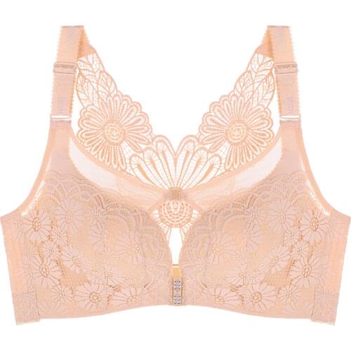 Little daisy Large size front button bra Gather adjustment type push up bra Daisy beautiful back sexy plus size underwear