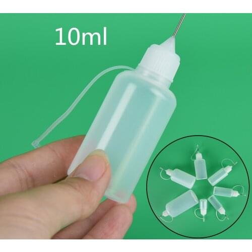 1pc 10ml Empty Squeezable Bottle Needle Tip Needle Squeeze Empty Bottle Metal Needle Cap White Plastic Dropper Bottles