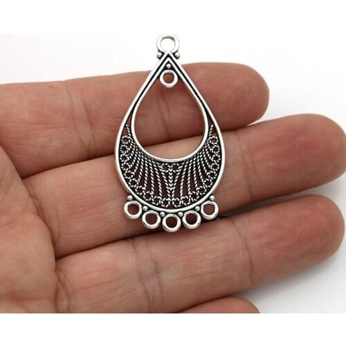 10pcs Antique Silver Plated Oval 1-5 Connector for Jewelry Making Earrings DIY Accessories 25x46mm