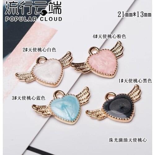 10pcs/Lot 13*21mm Angel Wing Diy Design for Jewelry Making Earring Bracelet or Necklace Handmade Enamel Charms