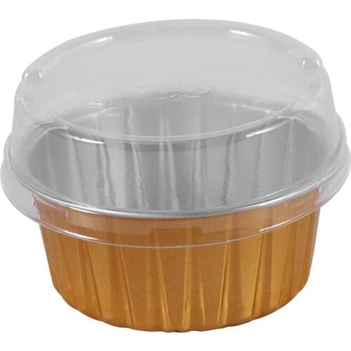 100Pcs Disposable Aluminum Foil Baking Cups Creme Brulee Dessert Oval Shape Cupcake Cups with Lids Cake Egg Tools