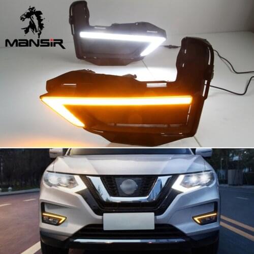 12V LED Daytime Running Light Daylights Car DRL For Nissan X-trail T32 Xtrail 2017 2018 2019 Turn Signal Relay Auto Bump Foglamp
