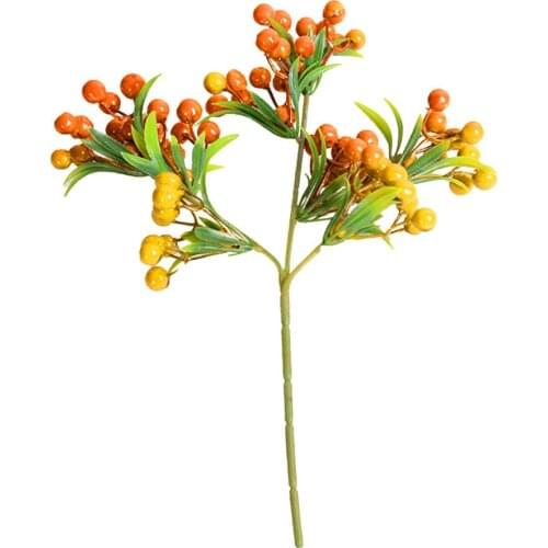 2pcs Red Berry Berries Bush Bouquet Christmas Vine Holly Xmas Festive Fern Home Office 8 Fork Simulation Berry Decorations