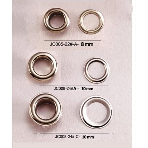 250sets/lot 8mm/10mm metal brass eyelets with washer round metal grommets nickle plating color JY-002
