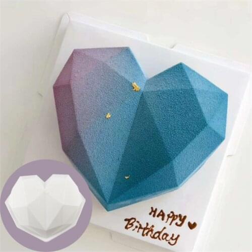 3D Geometric Heart Shaped Silicone Molds for Baking Sponge Chiffon Mousse Cake Mold Breakable Chocolate Molds Fondant Molds