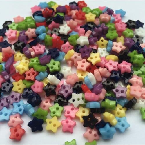 400pcs 6mm Plastic Mixed Mini Stars Buttons Sewing 2 Holes Tiny Doll Clothes Button For Scrapbooking Cardmaking