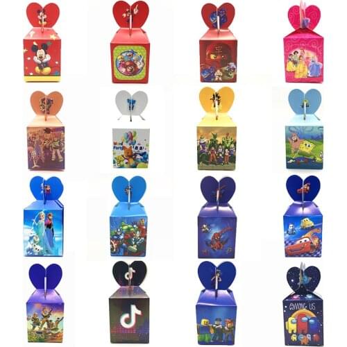 6PCS Disney Red Mickey Mouse Theme Paper Candy Box Childrens Day Party Gift Boxes Wedding Baby Shower Birthday Party Supplies