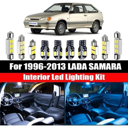 8pcs No Error White Canbus LED Light Car Bulbs For 1996-2013 LADA SAMARA Map Dome Trunk License Plate Lamp Interior Package Kit