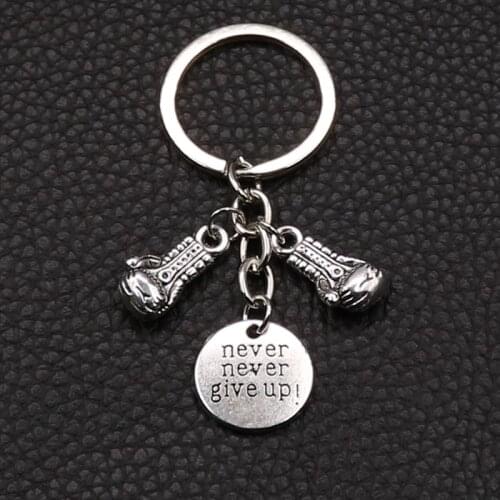 Boxing Glove Charm Jewelry, Boxing Gifts, Boxing Charm Metal Keychain Car Accessory, Gifts for Boxers, Never Give Up Charm