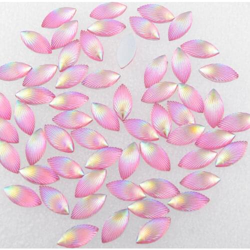 BOLIAO 40pcs 7*14 mm (0.28*0.55 In) AB Horse Eye Pink Resin Flatback Rhinestones For Crafts Clothing Dress Decoration DIY
