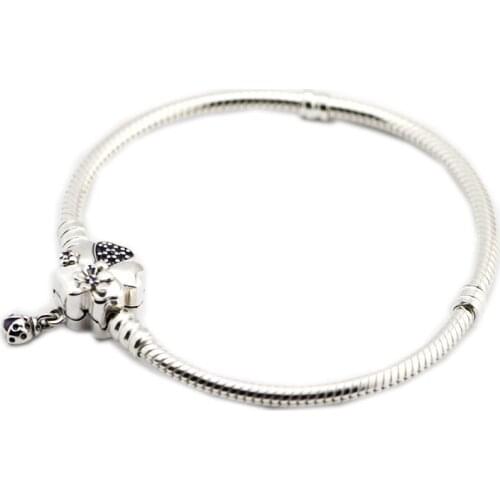 Spring Snake Chain Charms Bracelets for Women Wildflower Meadow Clasp Flowers & Ladybug 925 Sterling Silver Bracelets Jewelry