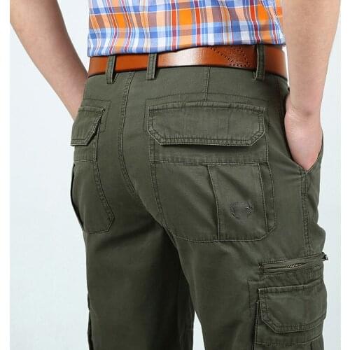 Military Pants Mens Cargo Pants New Designer Trousers Solid Straight Trousers Multi-pockets Cargo Pants Pantalon Homme No Belt