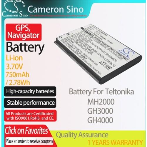 CameronSino Battery for Teltonika MH2000 GH3000 GH4000 GPS,Navigator battery 750mAh/2.78Wh 3.70V Li-ion Black
