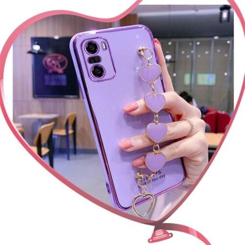 Wristband Bag Heart Bracelet Plating Case For iPhone 11 Cover For iPhone 12 Pro Max 11 6 6s 7 8 Plus X XR XS Max Coque