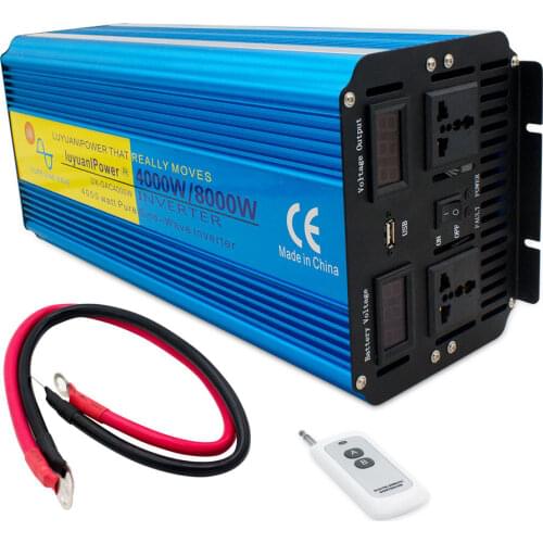 DC 12V/24V/48V TO AC 220V 230V Pure sine wave inverter 4000W/8000W 50Hz/60Hz Remote Control Voltage Converter Universal Socket