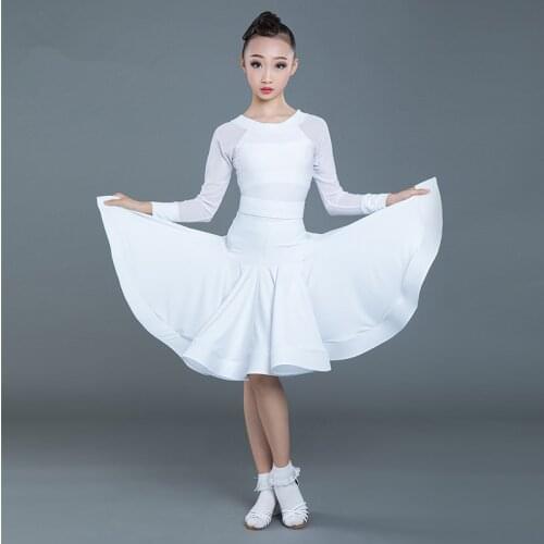 Girls competition regulations clothing children performance clothing long skirt spring and autumn children Latin dance clothing