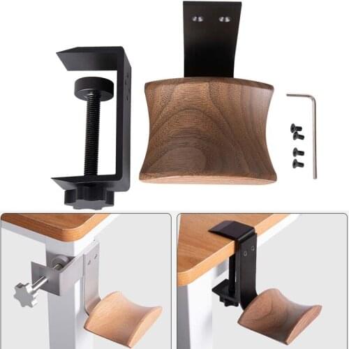 Wooden Headphones Stand Holder Rack Aluminum Alloy Desk Lock Clip Headphone Bracket Easy Install Headset Display Hanger