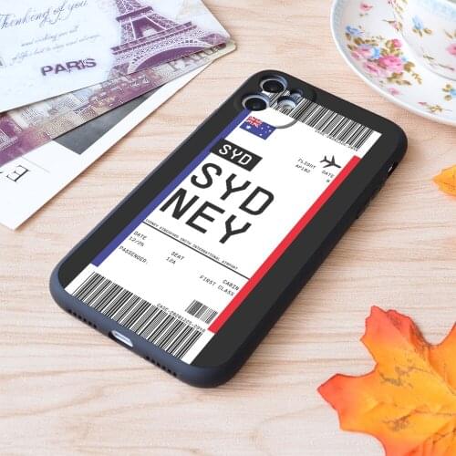For iPhone Sydney Boarding Pass First Class Air Plane Ticket Lable Flight Travel Print Soft Matt Apple iPhone Case