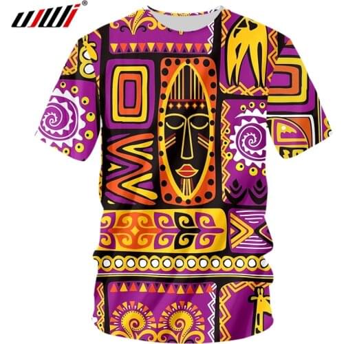 UJWI New Male 3d Tees High Quality Breathable Comfortable African Totem Print Short Sleeve O-neck Top Tshirt Fashion Floral 5XL