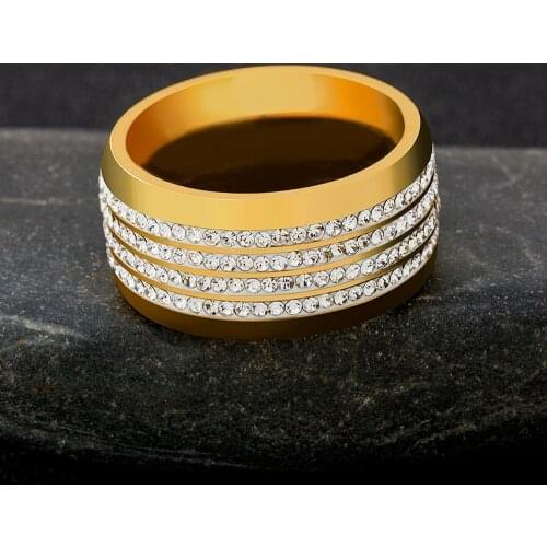 Hot Sale Stainless Steel Women Men Rings Black White Multi-Layer Cubic Zirconia Charm Statement Jewelry Ring For Wedding Party