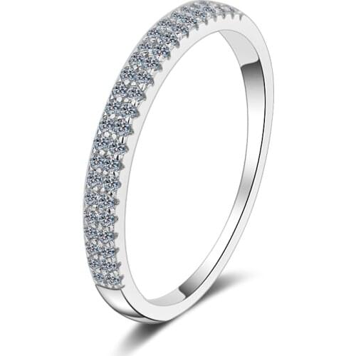 ANZIW 925 Sterling Silver Moissanite Diamond 0.23CT Fashion Double Row Half Eternity Engagement Ring For Women Jewelry Gifts