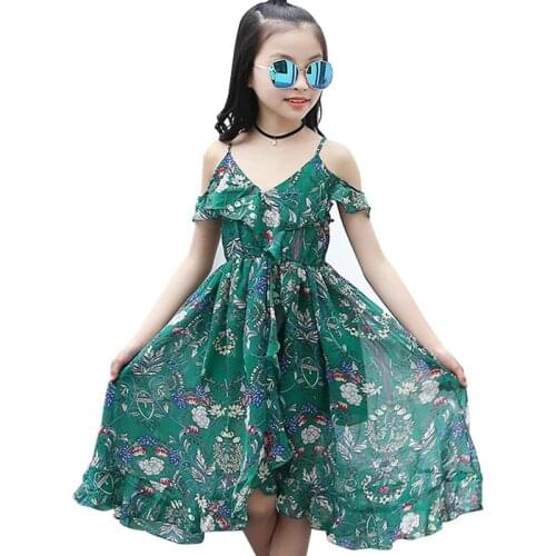 Girls Summer Beach Floral Dresses Sling Long Princess Dress Bohemian Style Children Sun Protection Coat Costume Kids Clothing