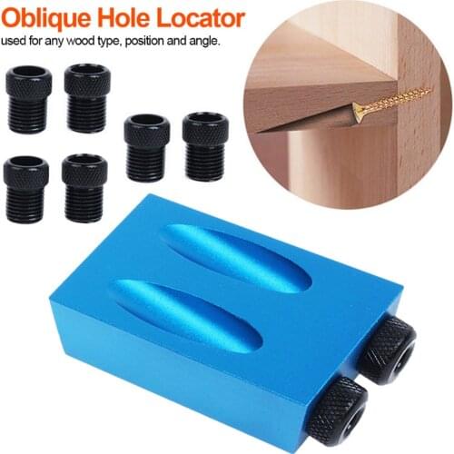 Woodworking Oblique Hole Locator Drill Bits Pocket Hole Jig Kit 15 Degree Angle Drill Guide Set Hole Puncher DIY Carpentry Tools