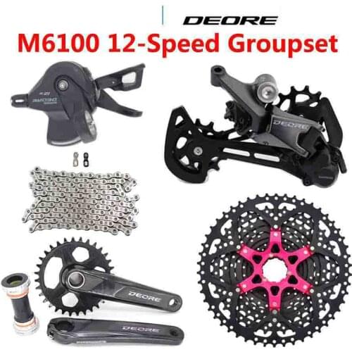 SHIMANO DEORE M6100 12 Speed Groupset with Shift Lever Rear Derailleur Chain CRANKSET BB Sunshine 11-50T/52T Cassette Sprocket