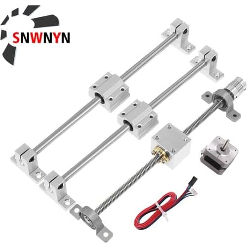 3D Printer Sets T8 Lead Screw 100 200 300 400 500mm Pitch 1/2mm+Linear Shaft+KP08 SK8 SCS8UU+Nut Housing+Coupling+17HS2408 Motor