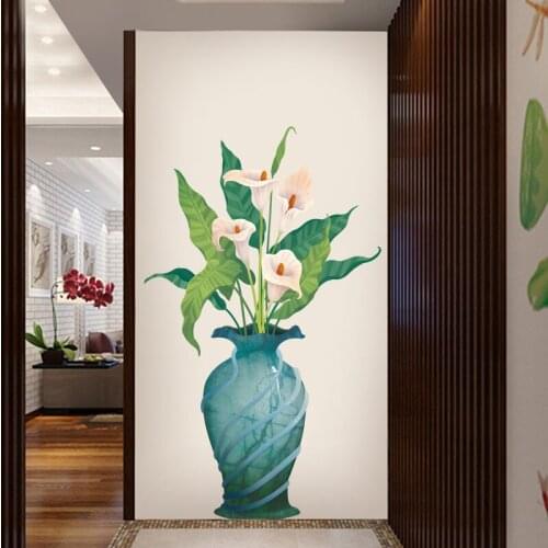 New 5D wall stickers Calla lily vase PVC removable waterproof DIY stickers TV backdrop decorative painting creative wallpaper