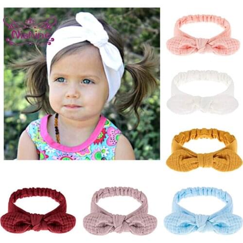 Solid Color Handmade Bunny Ears Infant Hairband Soft Comfortable Cotton Elastic Headband Baby Headwear Birthday Gift Photo Props