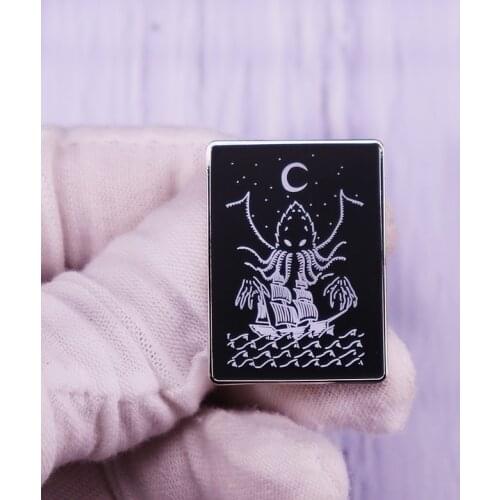 Pirate Ship Octopus Enamel pin Moon and Stars Brooch Badge Decoration Fashion Jewelry Accessories