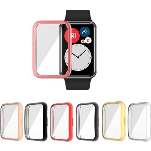 Full Screen Glass Protector Case For Huawei Watch Fit TPU Soft Bumper Cover for Huawei Smart Watch Fit Shell Edge Frame