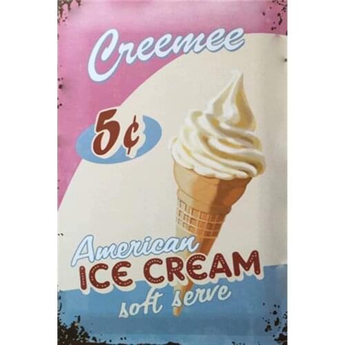 Ice Cream Poster Funny Art Decor Vintage Aluminum Retro Metal Tin Sign Painting Decorative Signs Coffee Wall Decoration 20x30cm