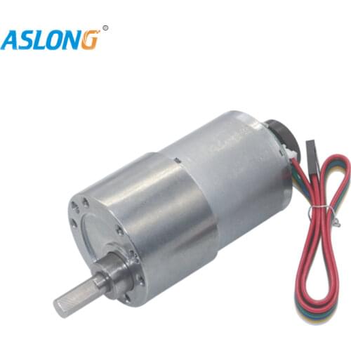 Dc 12V 24V Gear Motor With Dual Channel Encoder 37Mm Diameter All Metal Gear Box 6Rpm/1600Rpm Speed Electric Motor For Diy Hobby