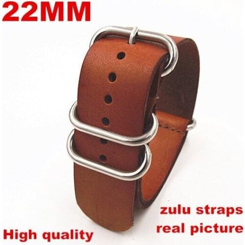 Zulu straps - Wholesale 10PCS/lots High quality 22MM Nato strap genuine leather Watch band NATO straps watch strap-3241