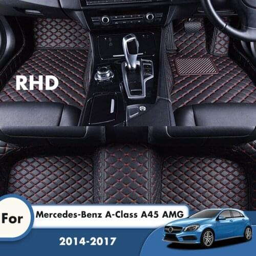 RHD Carpets For Mercedes-Benz A-Class A45 AMG 2017 2016 2015 2014 Leather Car Floor Mats Foot Pads Custom Accessories Interior