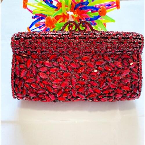 Luxury Red Rhinestone Wedding Bridal Clutches New Fashion Women Diamond Crystal Party Prom Purses And Handbags Female Small Bags