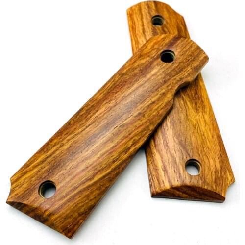 2Pieces Gun 1911 Grips African yellow pear wood Handle Grips Patch Custom Grips CNC Gun Handle Grips
