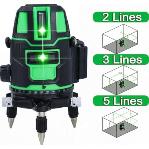 2/3/5 Lines Laser Level Self-Leveling Horizontal & Vertical Cross Super Powerful Green Laser Beam 360 Rotatable Indoor Outdoor