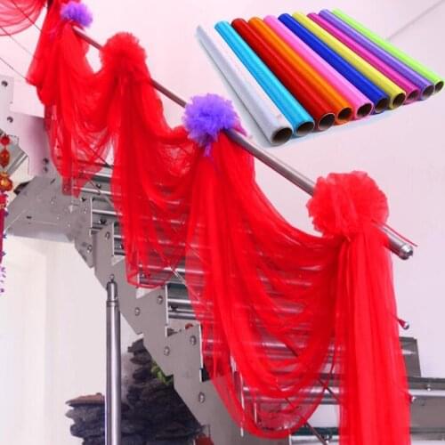 Wide 48cm meter Crystal Organza Tulle Roll Fabric for Wedding Decoration DIY Arches Chair Sashes Party Favor Wh