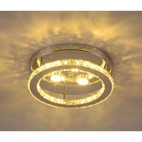 Modern LED Corridor Lights Crystal Ceiling Lamps Cricle Warm Yellow Light Luminaire Home Decor Lights Fixture for Living Room