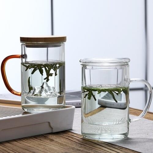 Glass Chinese Style Tea Mug With Lid Filter Coffee Cups Tea Set Mugs Beer Drink Office Mug Transparent Drinkware Glass Cups New