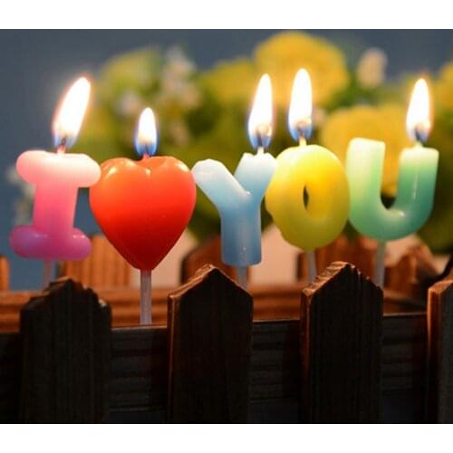 DIY I Love You Letter Candles Novelty Candle for Birthday Anniversary Wedding Party Cake Decors Romantic Toothpick Letter Candle