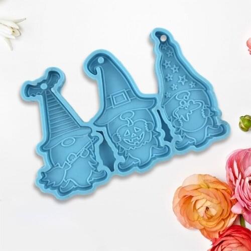 T84A Halloween Gnomish Keychain Epoxy Resin Mold Dwarf Doll Pendant Silicone Mould DIY Crafts Jewelry Necklace Casti