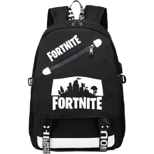Games Fortress Night Backpack Fortnite Backpack USB Chargee Canvas School bag Boys and Girls Students Travel Backpack